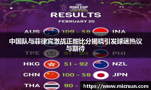 中国队与菲律宾激战正酣比分揭晓引发球迷热议与期待